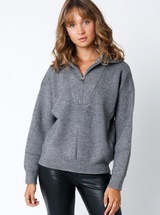 Elsa Quarter Zip in Heather Grey