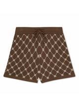 EE Monogram Knit Shorts in Chocolate