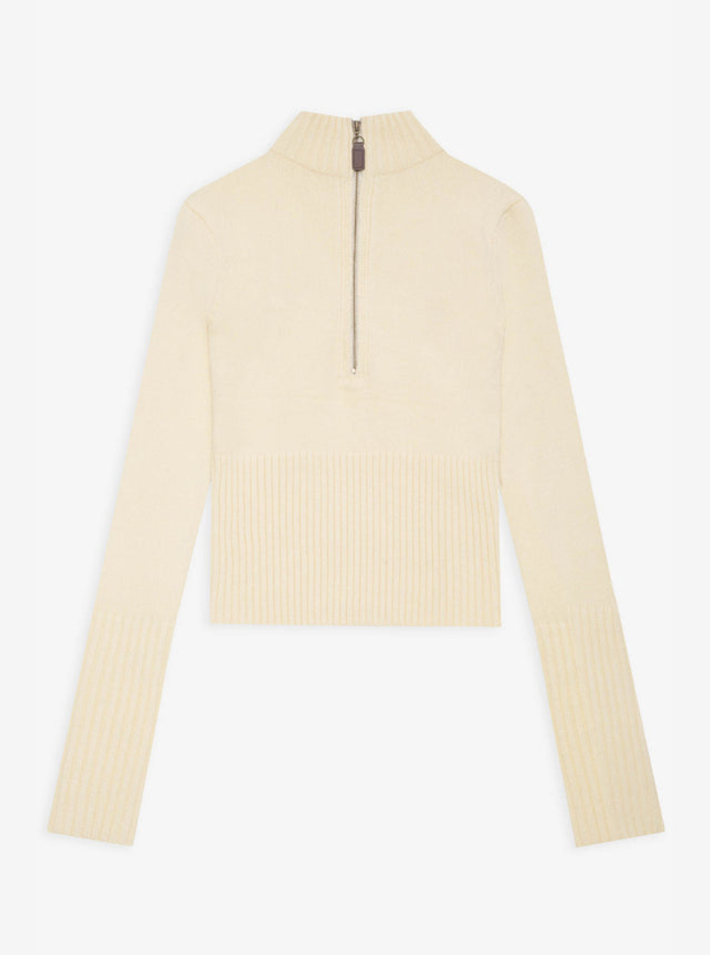 Maverick Cloud Knit Half Zip Sweater in French Vanilla