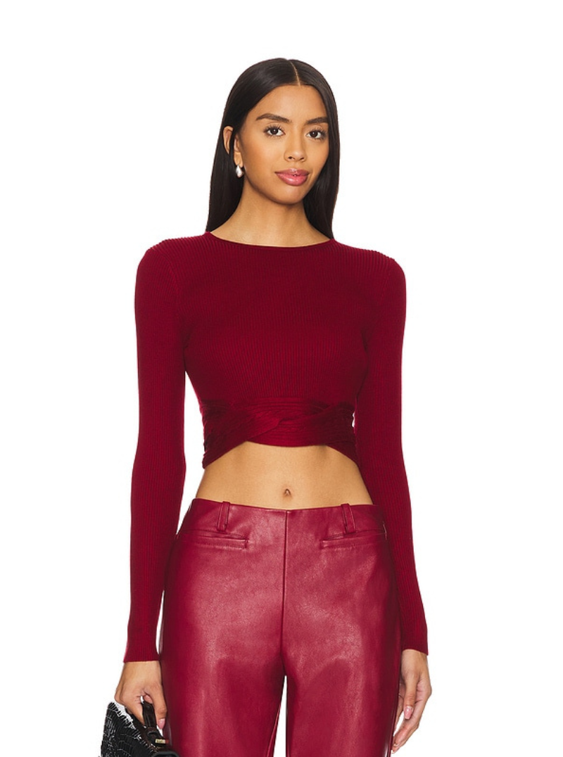 Adrift Long Sleeve Top in Cherry