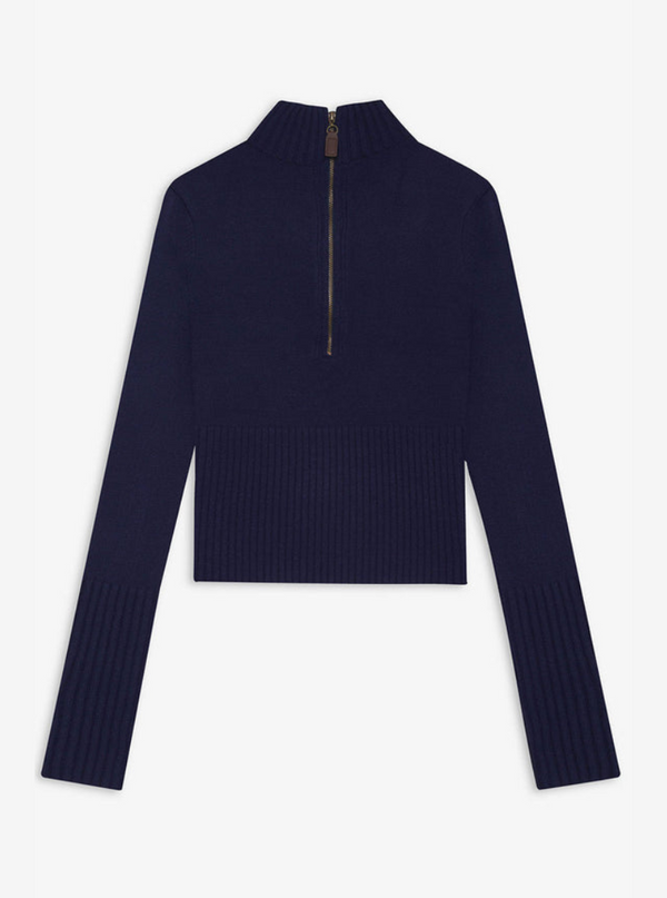 Maverick Cloud Knit Half Zip Sweater in Luna Blue