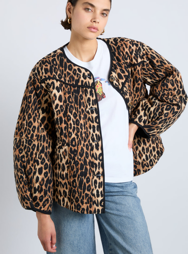 Macy Quilted Jacket in Leopard