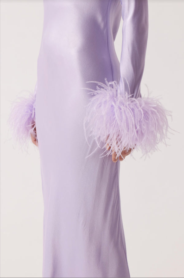Ines Feather Dress in Lavender