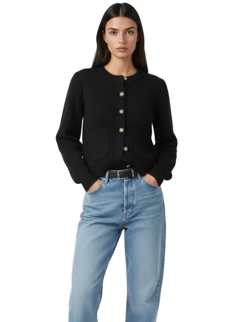 HERITAGE CARDIGAN IN BLACK