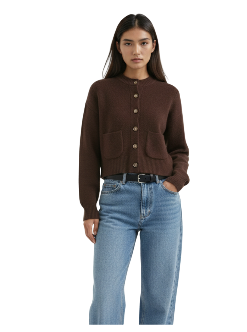 HERITAGE CARDIGAN IN BROWN
