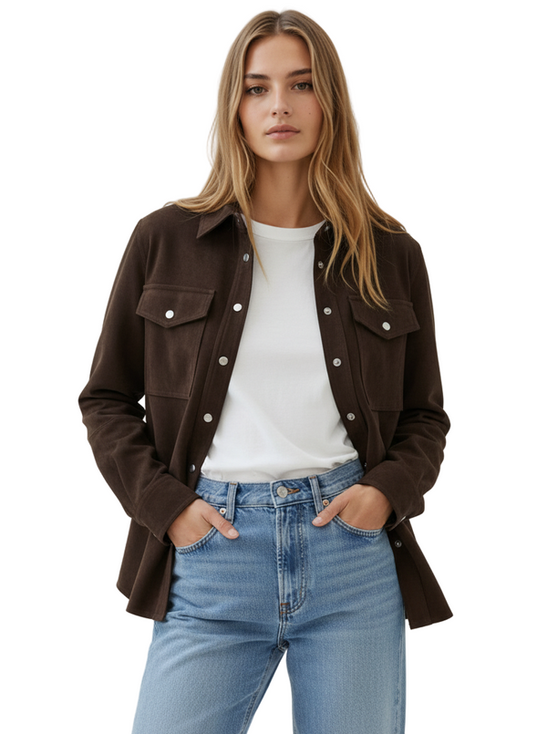 DAKOTA SHIRT IN BROWN SUEDE
