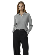 ATELIER POLO SWEATER IN HEATHER GREY