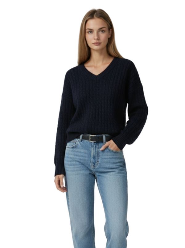 OXFORD CABLE SWEATER IN NAVY