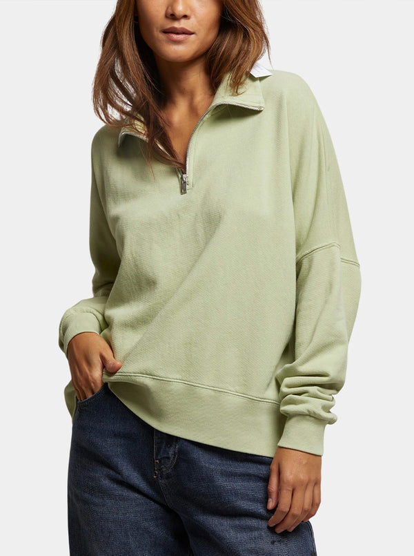 T195-MAREN HALF ZIP IN PISTACHIO