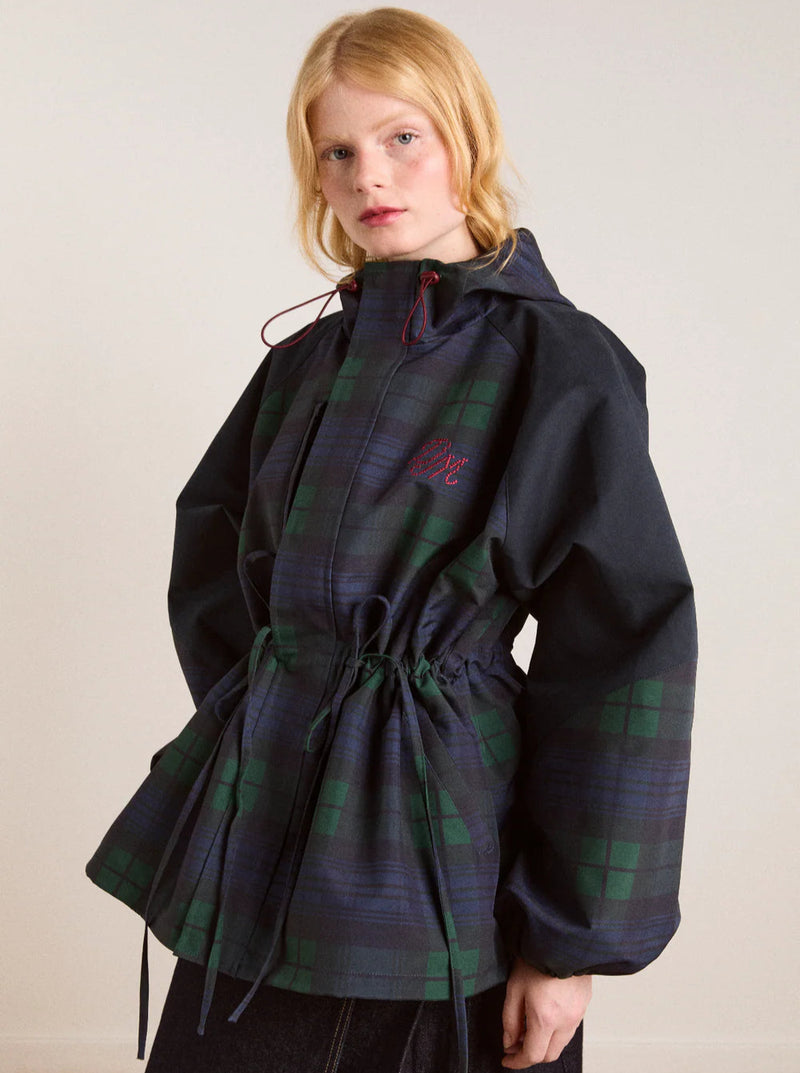 LIU RAINCOAT IN NAVY CHECK