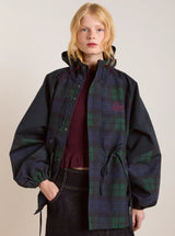 LIU RAINCOAT IN NAVY CHECK