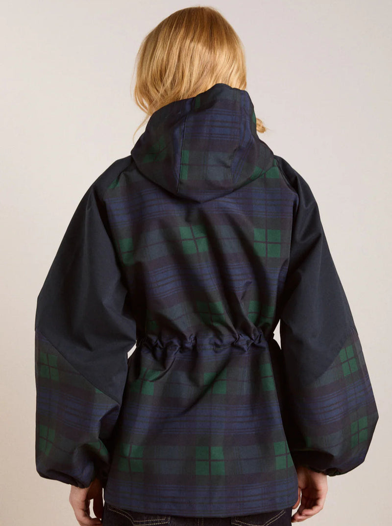 LIU RAINCOAT IN NAVY CHECK