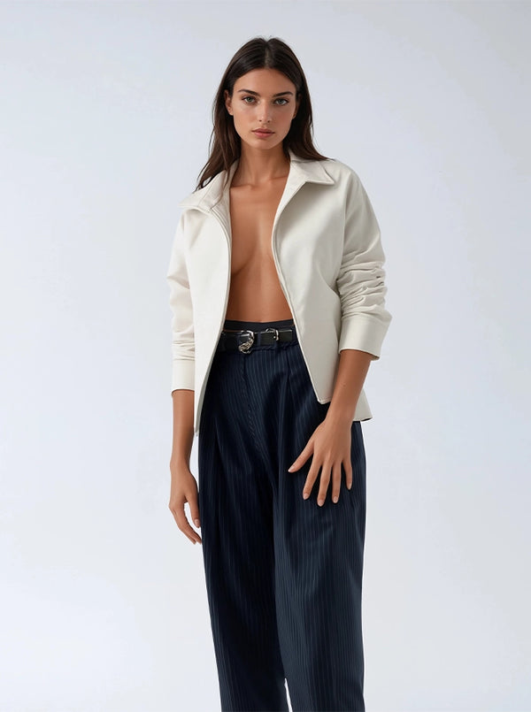 SUIT YOURSELF BELTED TROUSER IN NAVY