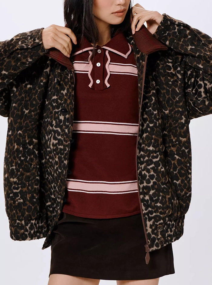 PIXIE WOOL BOMBER IN LEOPARD