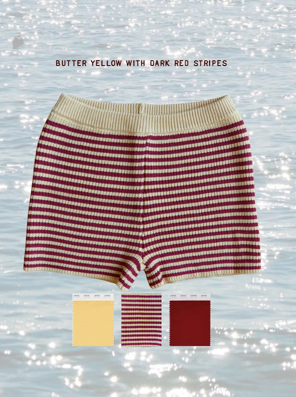 YELLOW & MAROON KNIT SHORTS