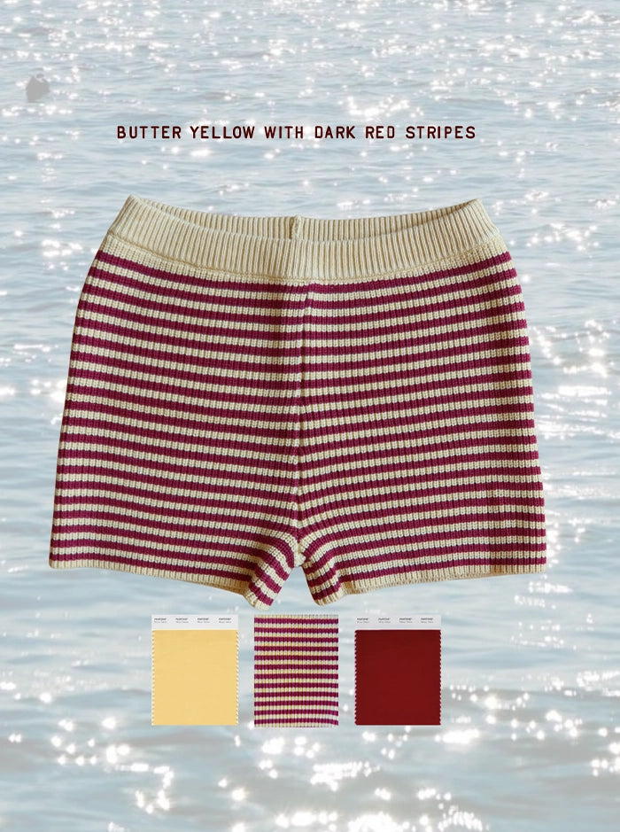 YELLOW & MAROON KNIT SHORTS