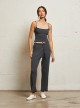 REMI RIB DRAWSTRING PANT IN CHARCOAL