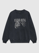 SPENCER SWEATSHIRT IN LEOPARD WASHED BLACK