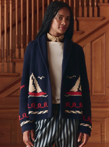 THE SAILBOAT LODGE CARDIGAN IN NAVY