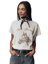 THE BOXY CREW HORSE EMBROIDERY IN WASHED WHITE