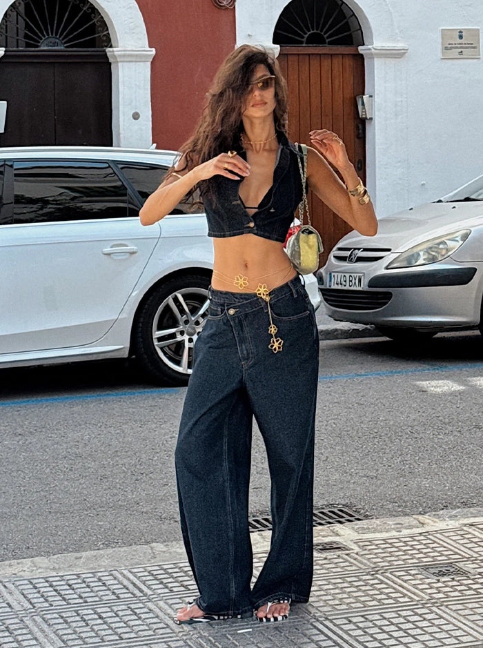 BELLA CROP IN INDIGO