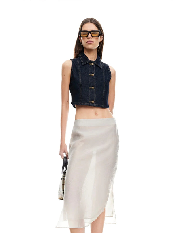 BELLA CROP IN INDIGO