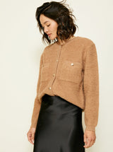 Khloe Boucle Cardigan in Taupe