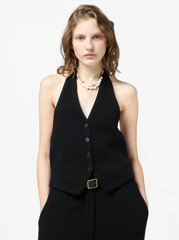 TAILORED HALTER VEST IN BLACK