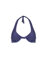 POLKA DOT TIE HALTER TOP IN NAVY WHITE
