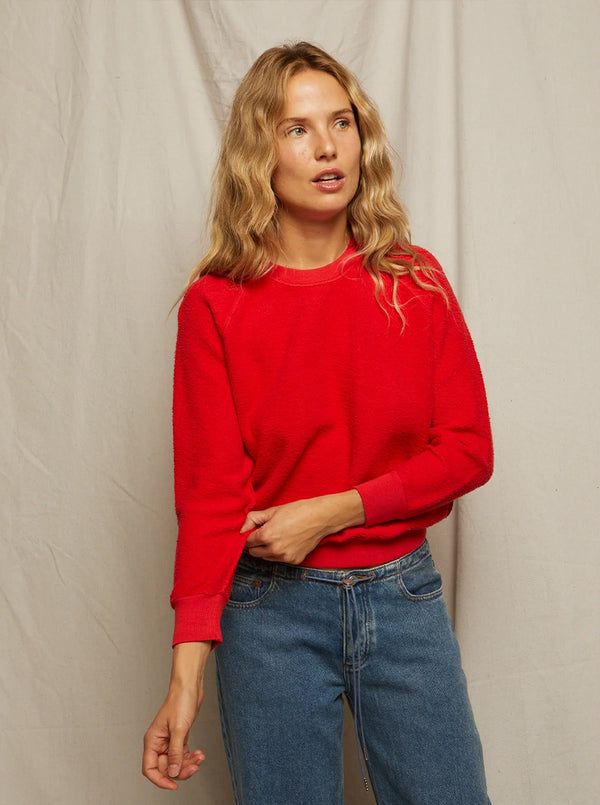 T94-ZIGGY CREWNECK SWEATSHIRT IN POPPY RED