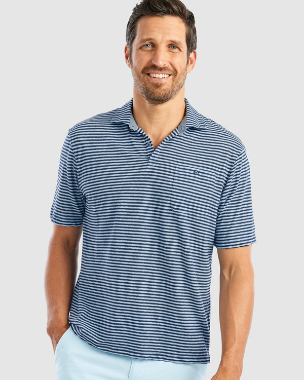 Loews Linen Blend Striped Polo | 2 Colors